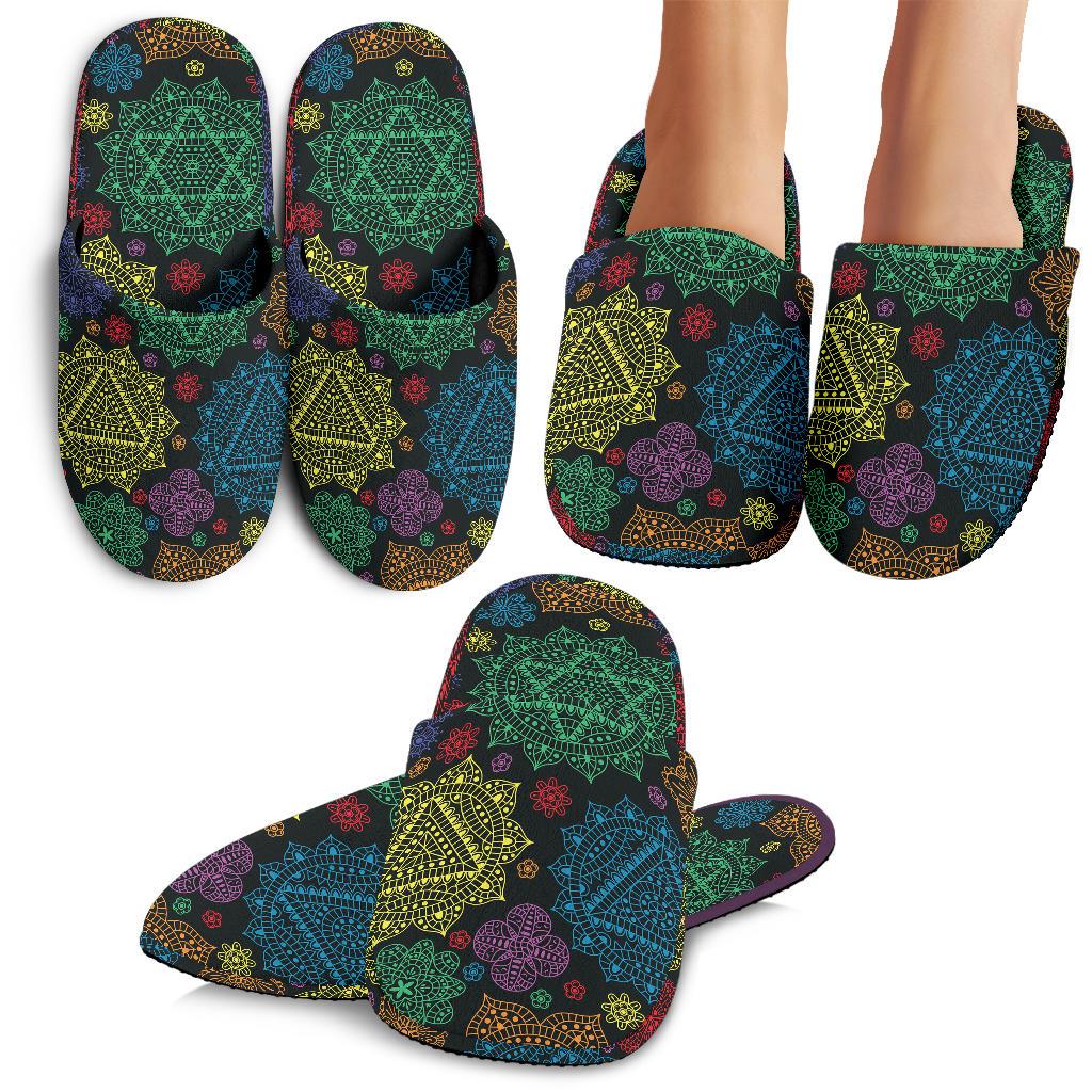 Chakra Mandala Print Pattern House Slippers