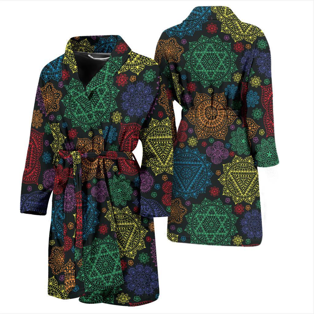 Chakra Mandala Print Pattern Men Bath Robe-JTAMIGO.COM