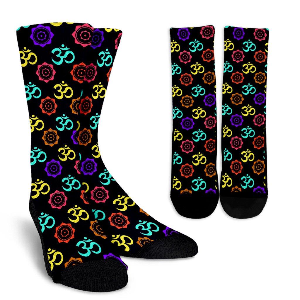 Chakra OM Print Pattern Crew Socks