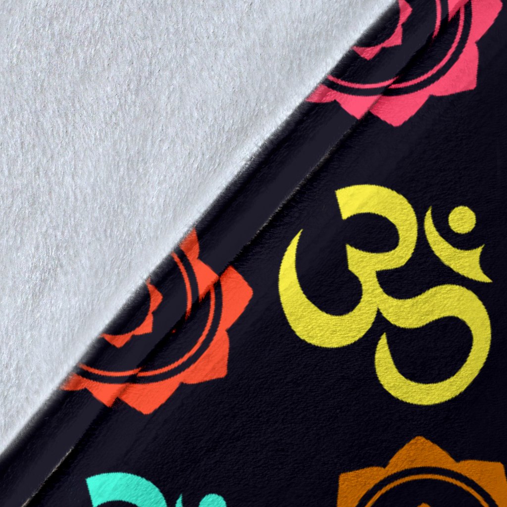 Chakra OM Print Pattern Fleece Blanket