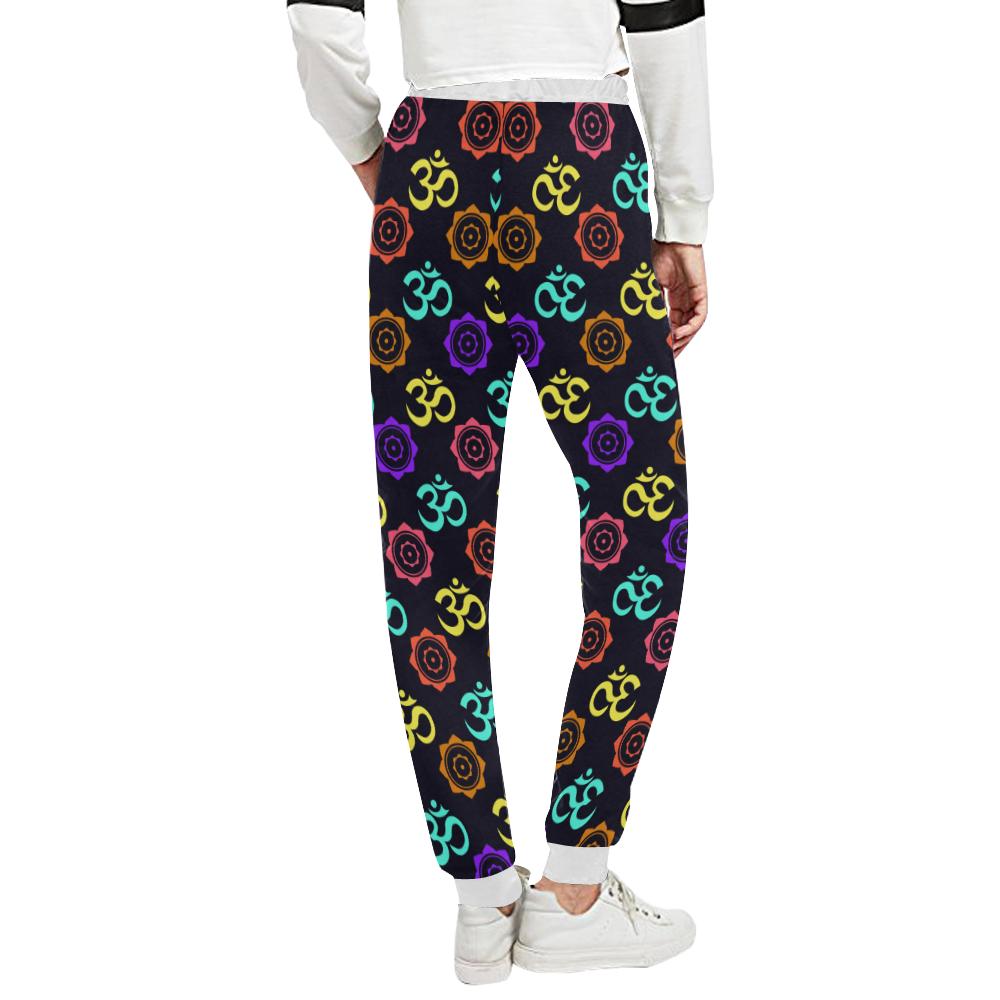 Chakra OM Print Pattern Unisex Casual Sweatpants (Model L11)-JTAMIGO.COM