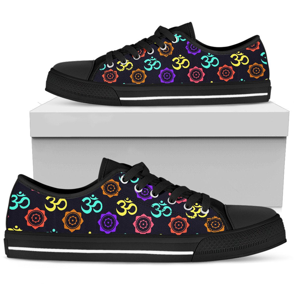 Chakra OM Print Pattern Women Low Top Shoes