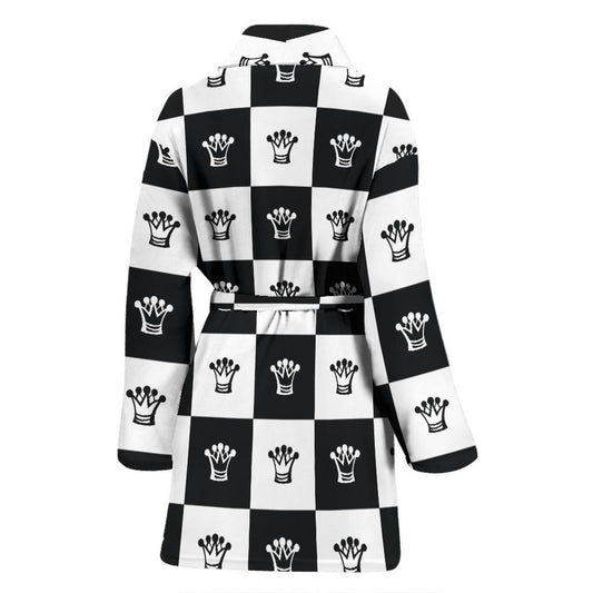 Checkered Flag Crown Pattern Women Bath Robe-JTAMIGO.COM