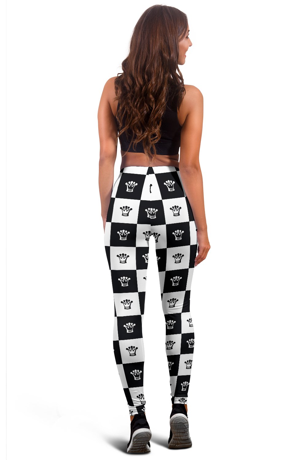 Checkered Flag Crown Pattern Women Leggings