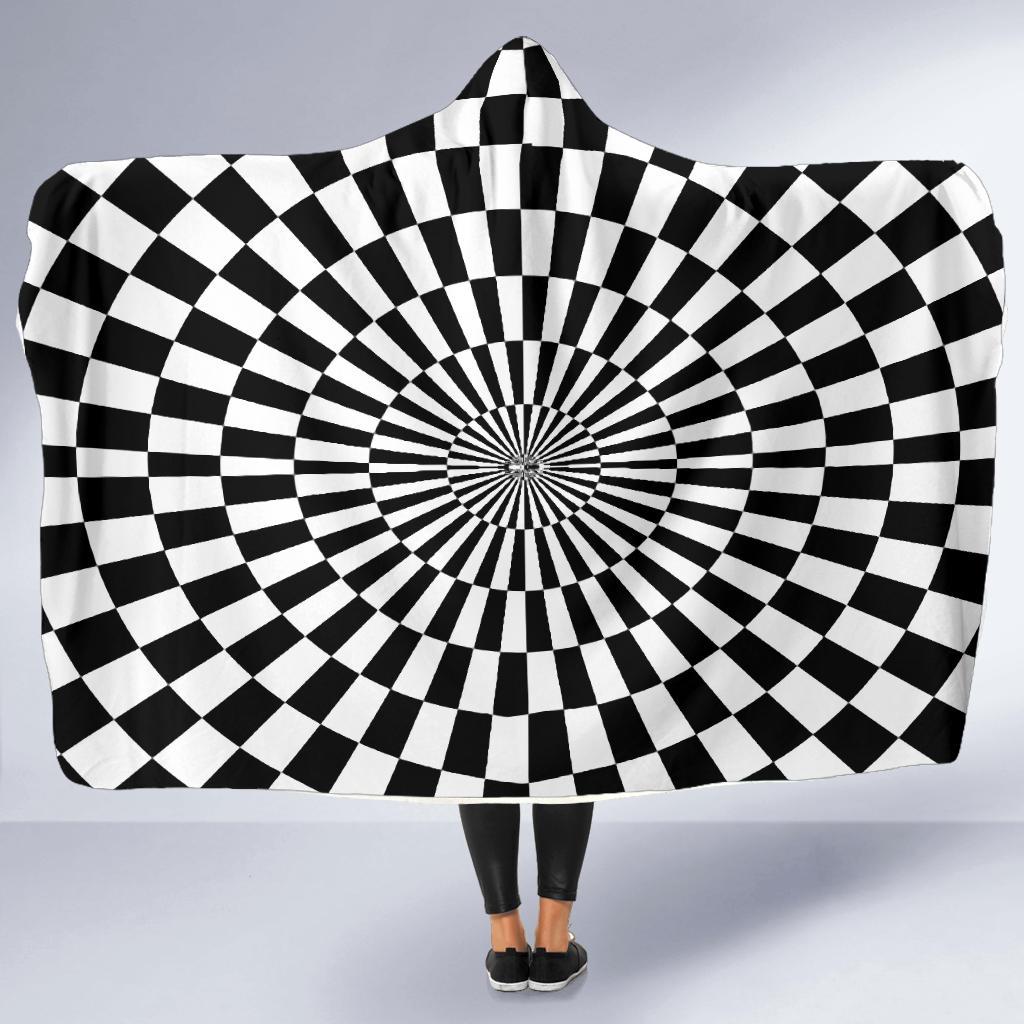 Checkered Flag Optical illusion Hooded Blanket-JTAMIGO.COM