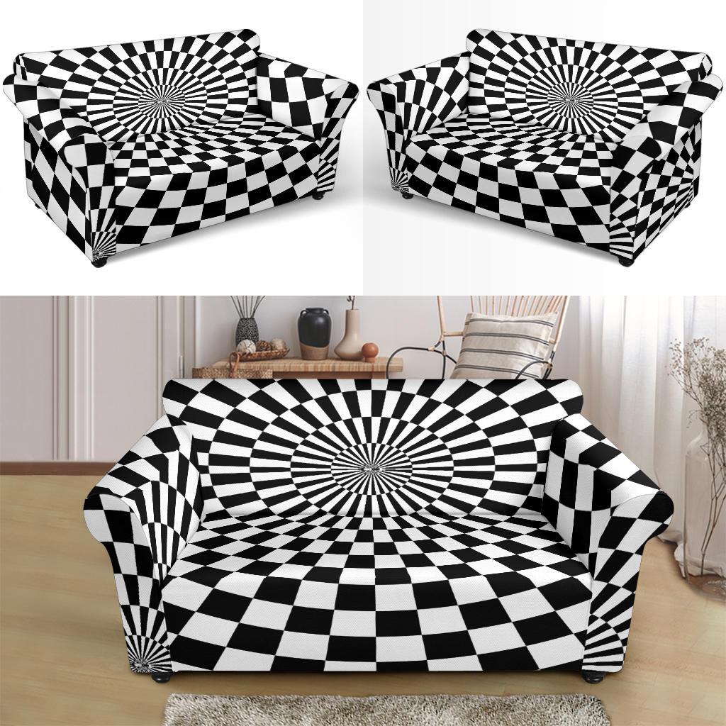 Checkered Flag Optical illusion Loveseat Slipcover-JTAMIGO.COM