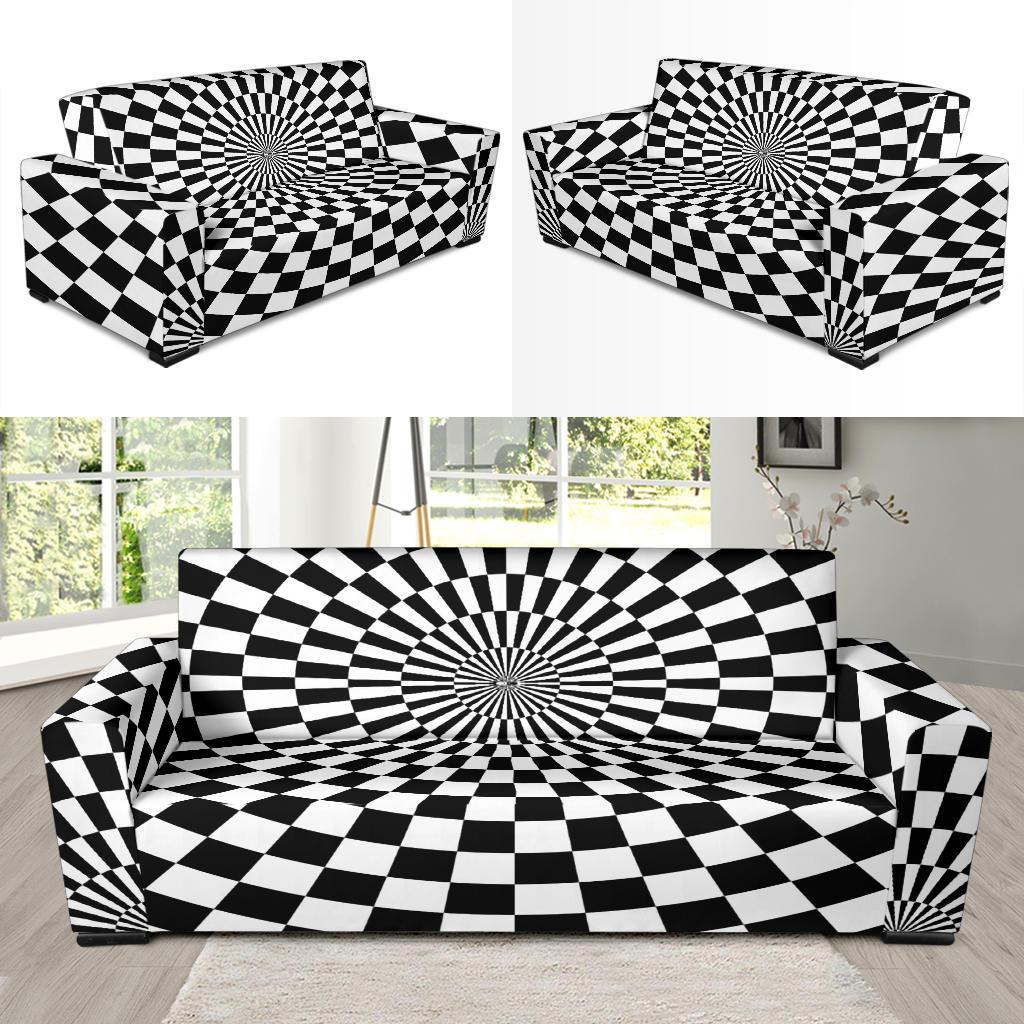 Checkered Flag Optical illusion Sofa Slipcover-JTAMIGO.COM