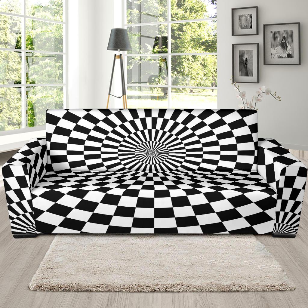 Checkered Flag Optical illusion Sofa Slipcover-JTAMIGO.COM