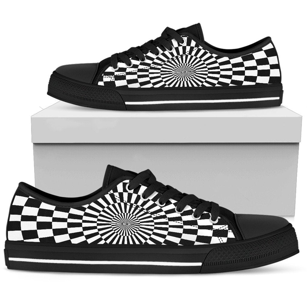 Checkered Flag Optical illusion Women Low Top Shoes