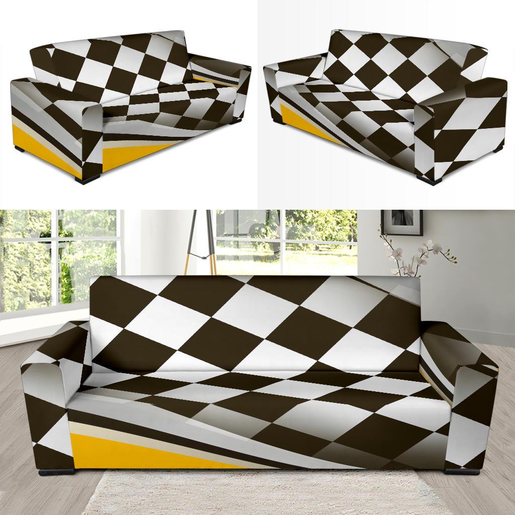 Checkered Flag Racing Style Sofa Slipcover-JTAMIGO.COM