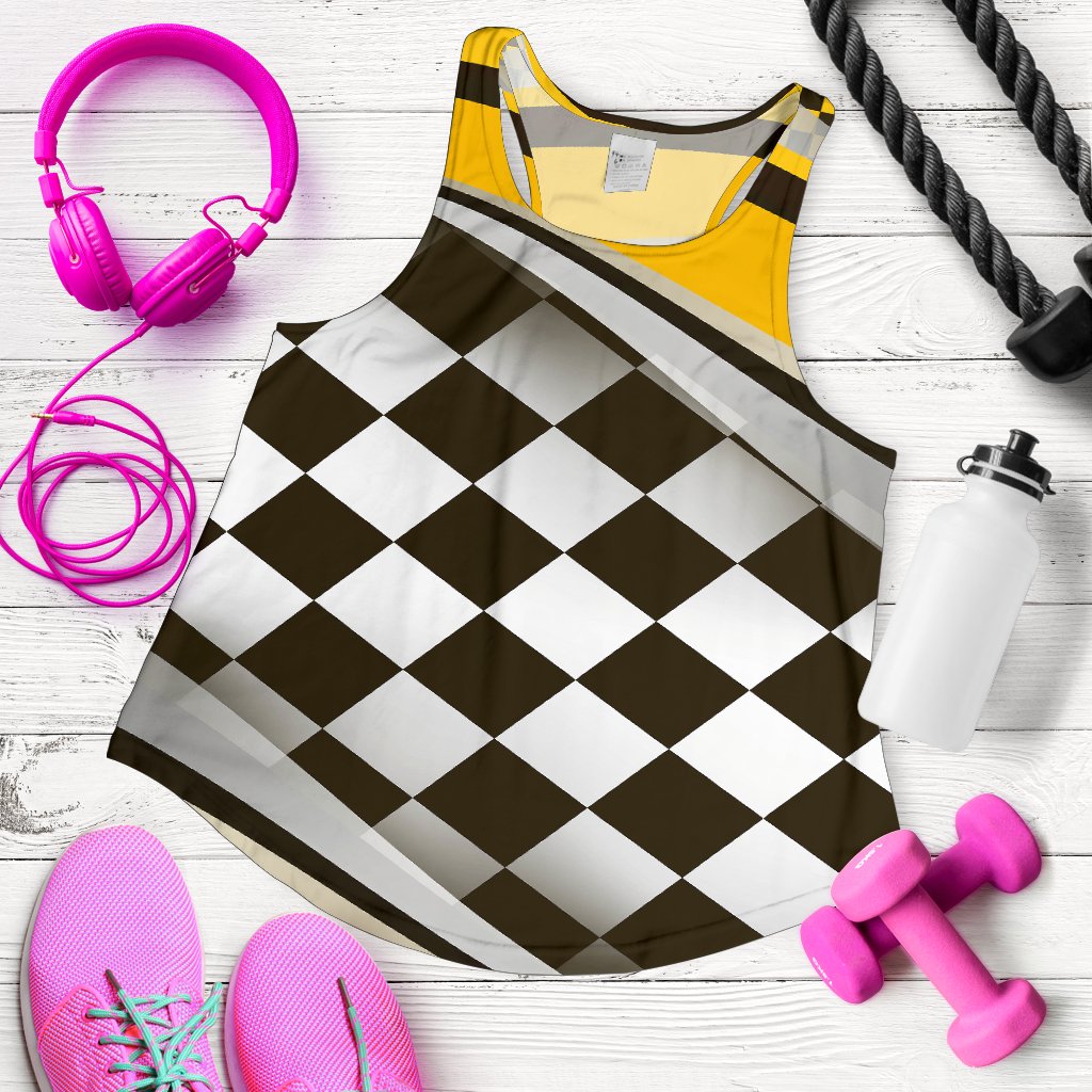 Checkered Flag Racing Style Women Racerback Tank Top