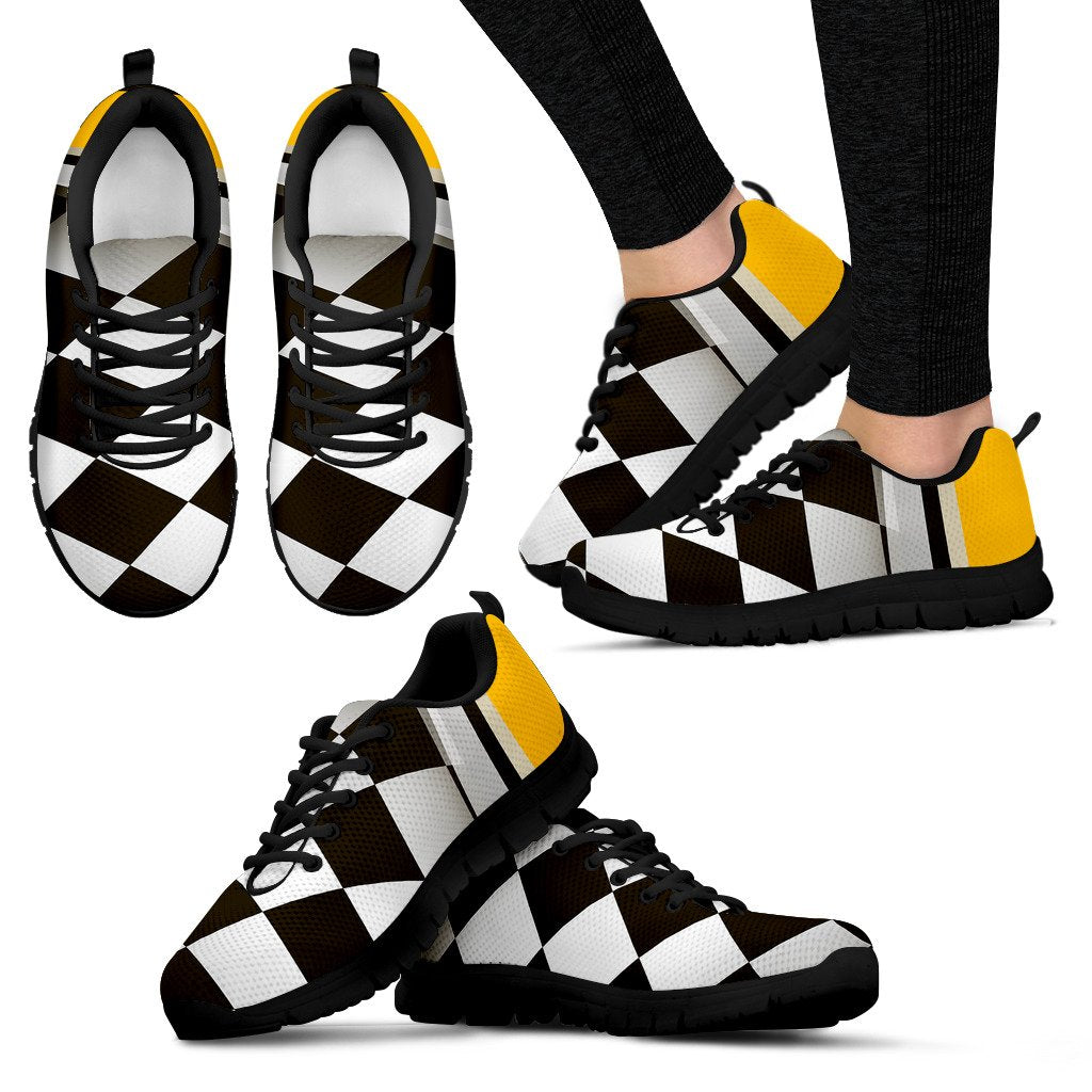 Checkered Flag Racing Style Women Sneakers Shoes