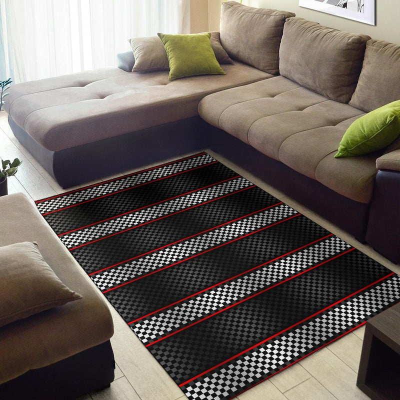 Checkered Flag Red Line Style Area Rugs-JTAMIGO.COM