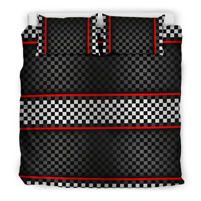 Checkered Flag Red Line Style Duvet Cover Bedding Set