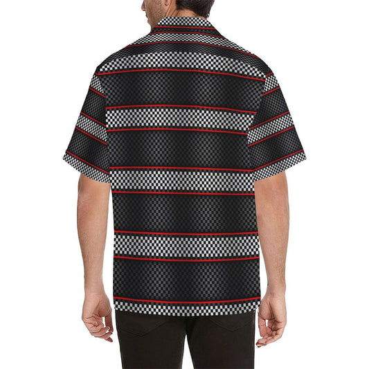 Checkered Flag Red Line Style Men Aloha Hawaiian Shirt