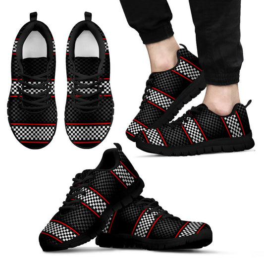 Checkered Flag Red Line Style Men Sneakers Shoes
