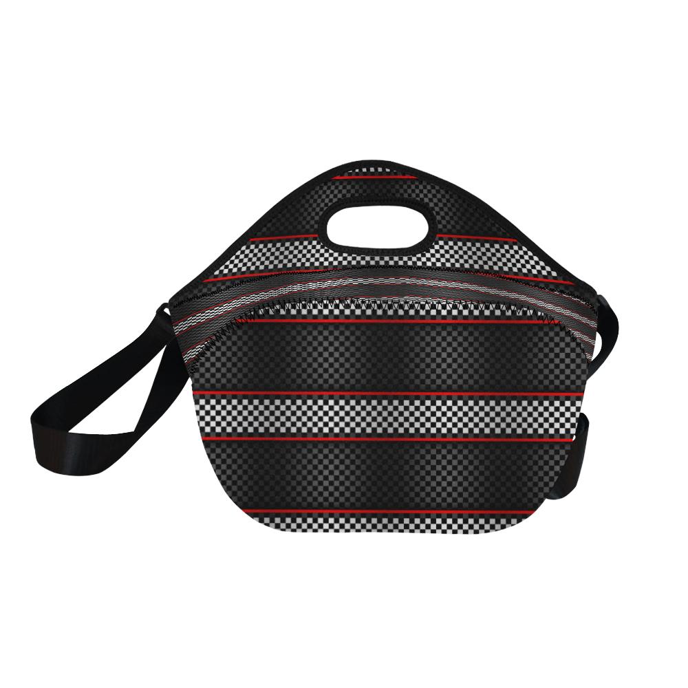 Checkered Flag Red Line Style Neoprene Lunch Bag (Model 1669)(Large)-JTAMIGO.COM
