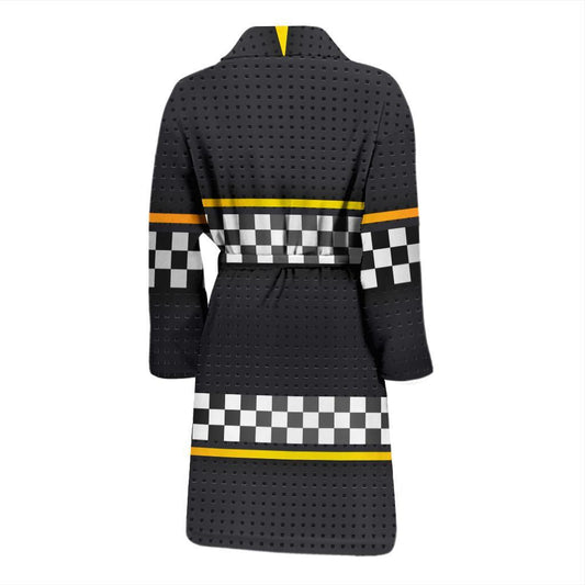 Checkered Flag Yellow Line Style Men Bath Robe-JTAMIGO.COM