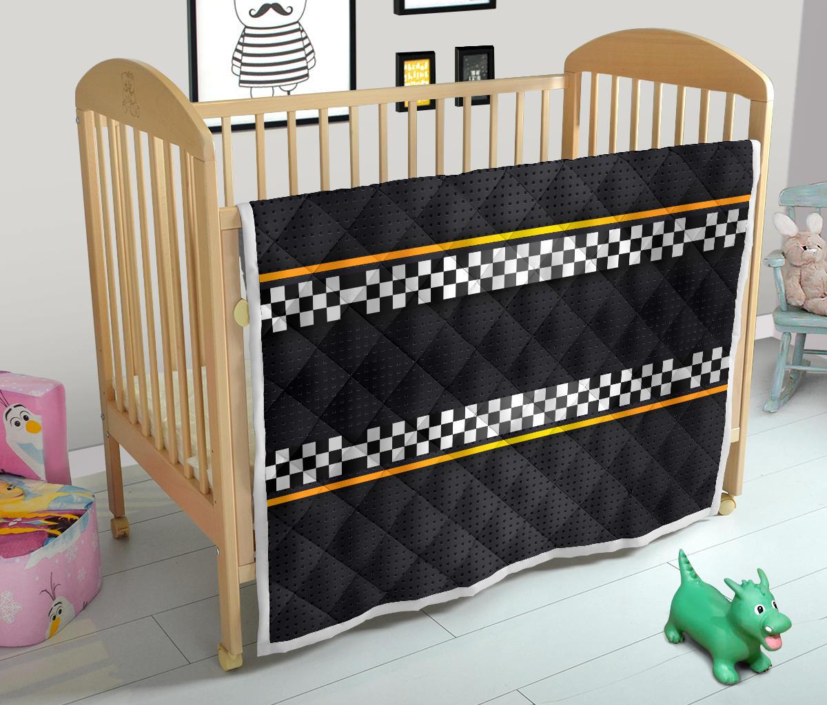 Checkered Flag Yellow Line Style Premium Quilt-JTAMIGO.COM