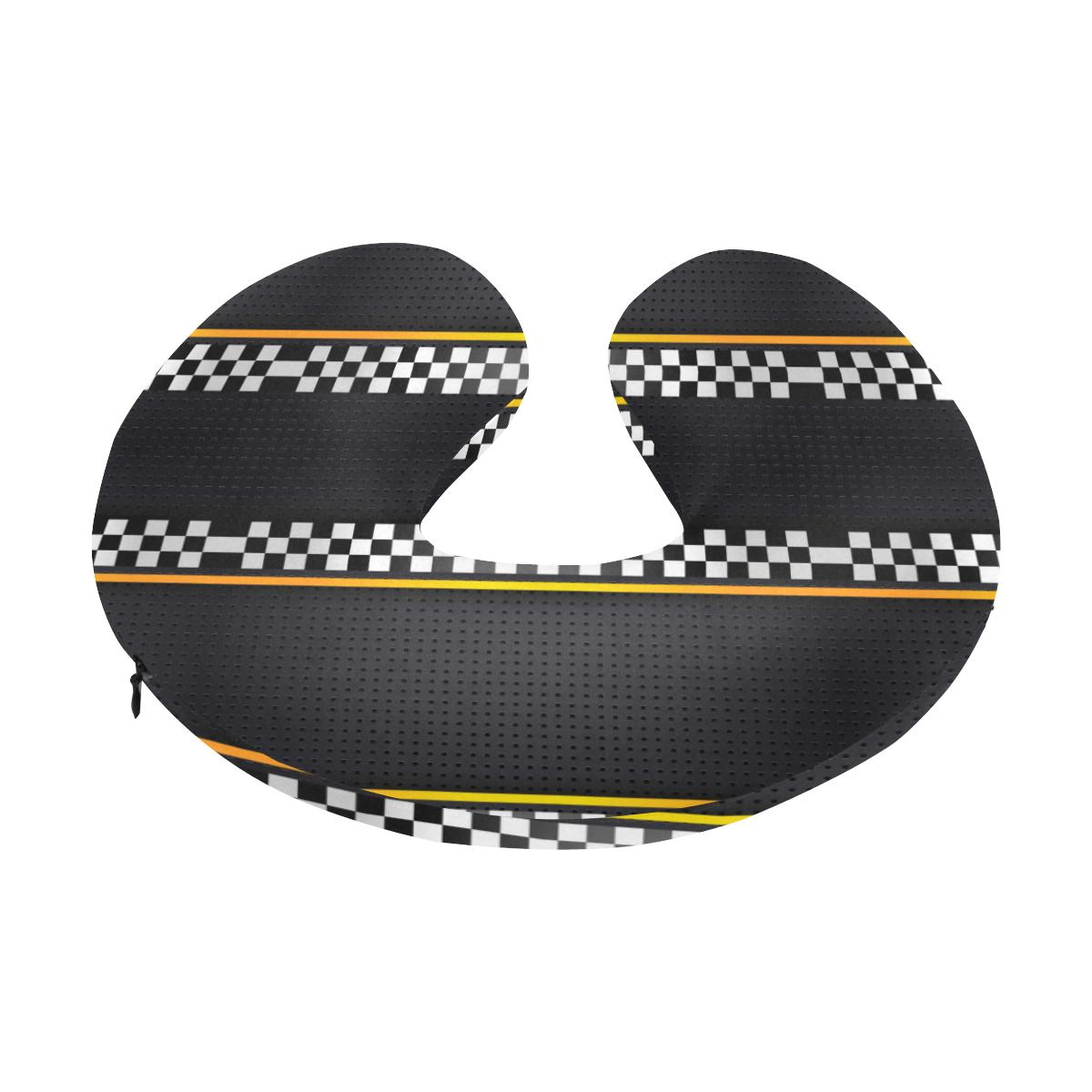 Checkered Flag Yellow Line Style U-Shaped Travel Neck Pillow-JTAMIGO.COM
