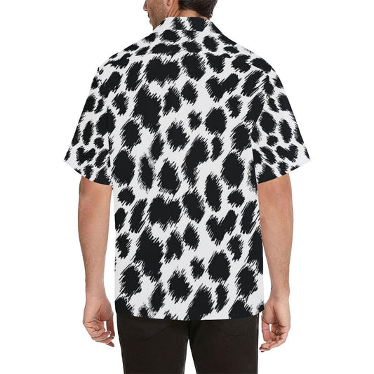 Cheetah Black Print Pattern Men Aloha Hawaiian Shirt