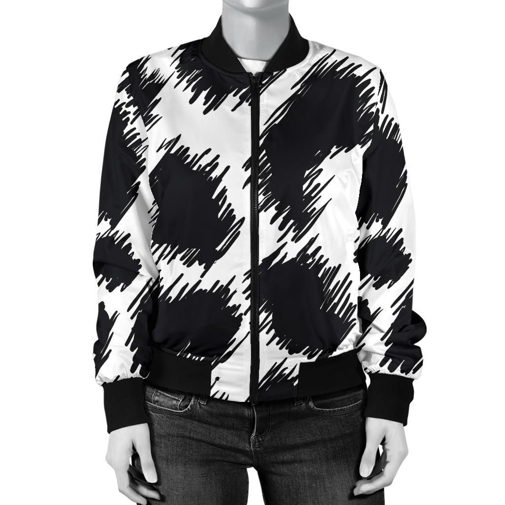 Cheetah Black Print Pattern Women Casual Bomber Jacket