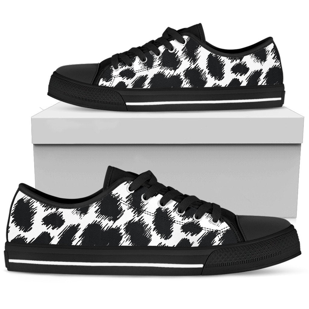 Cheetah Black Print Pattern Women Low Top Shoes