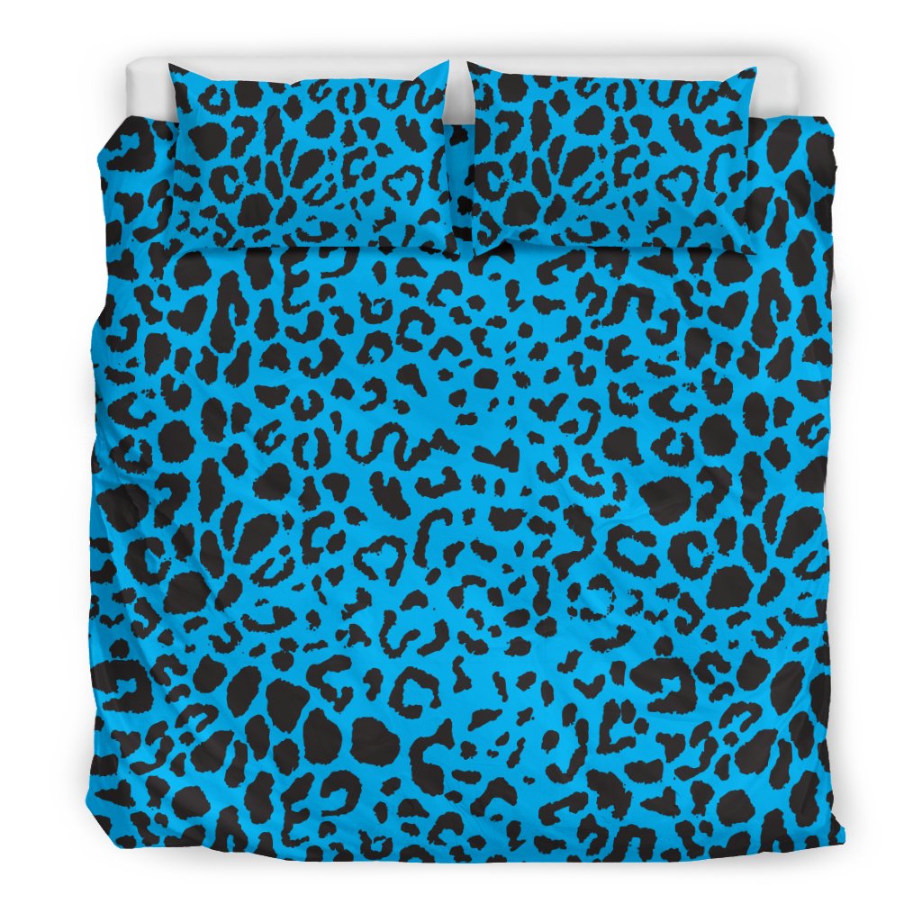 Cheetah Blue Print Pattern Duvet Cover Bedding Set