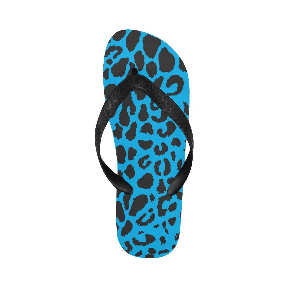Cheetah Blue Print Pattern Flip Flops-JTAMIGO.COM