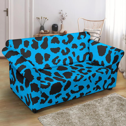 Cheetah Blue Print Pattern Loveseat Slipcover-JTAMIGO.COM