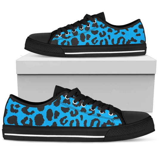 Cheetah Blue Print Pattern Women Low Top Shoes