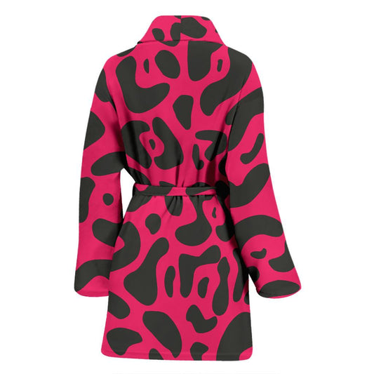 Cheetah Pink Print Pattern Women Bath Robe-JTAMIGO.COM