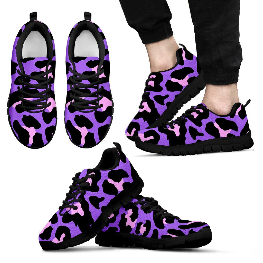 Cheetah Purple Neon Print Pattern Men Sneakers Shoes
