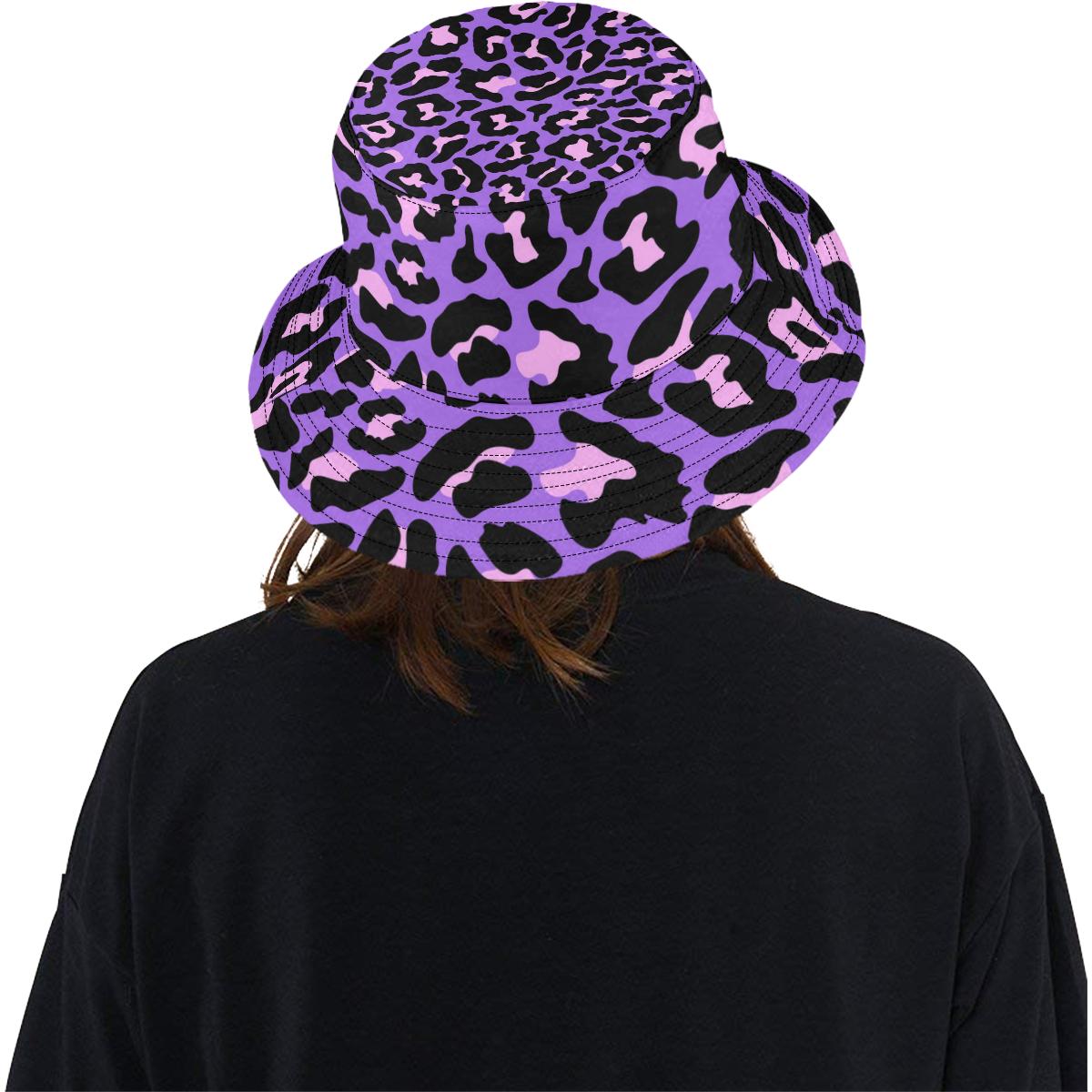 Cheetah Purple Neon Print Pattern Unisex Bucket Hat