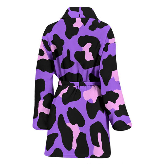 Cheetah Purple Neon Print Pattern Women Bath Robe-JTAMIGO.COM
