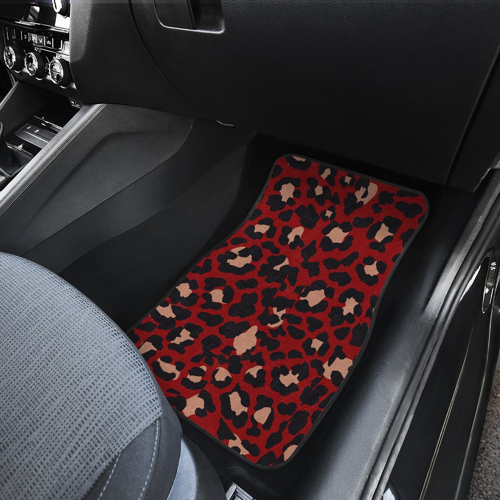 Cheetah Red Print Pattern Car Floor Mats