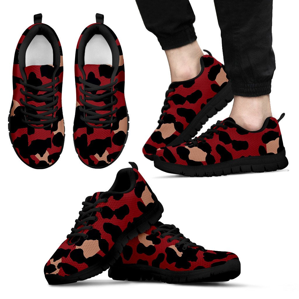 Cheetah Red Print Pattern Men Sneakers Shoes