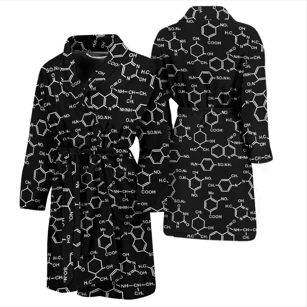 Chemical Pattern Print Design 02 Men Bathrobe-JORJUNE.COM