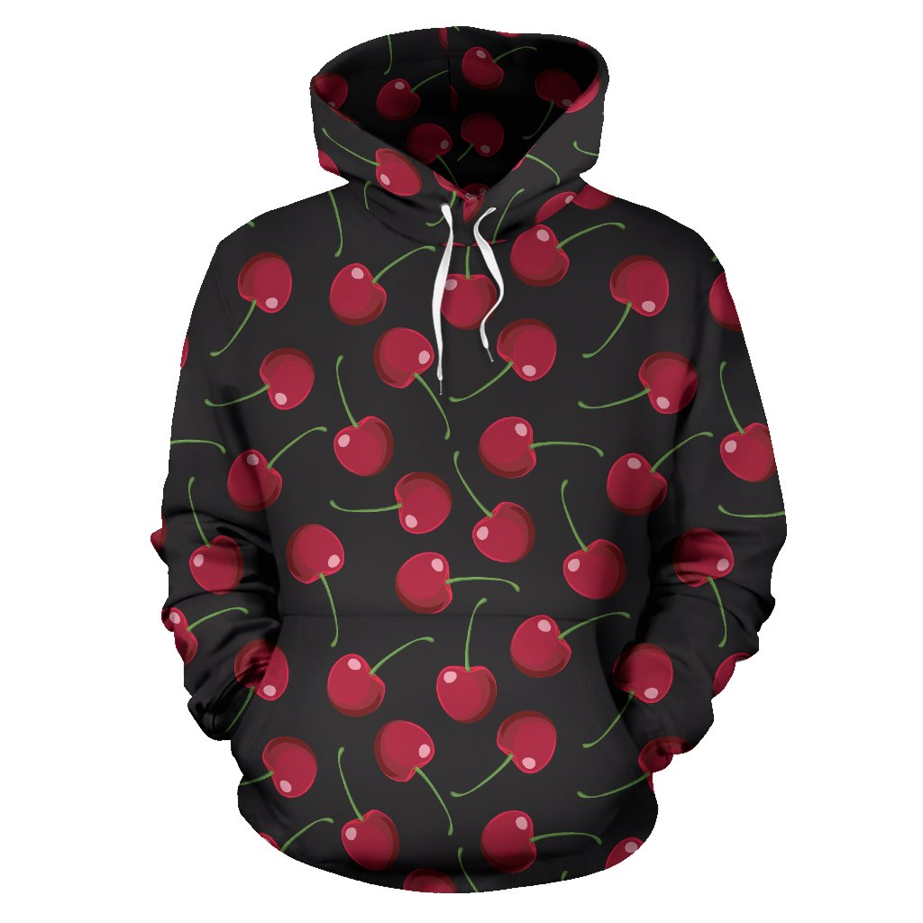 Cherry Black Background Pullover Hoodie