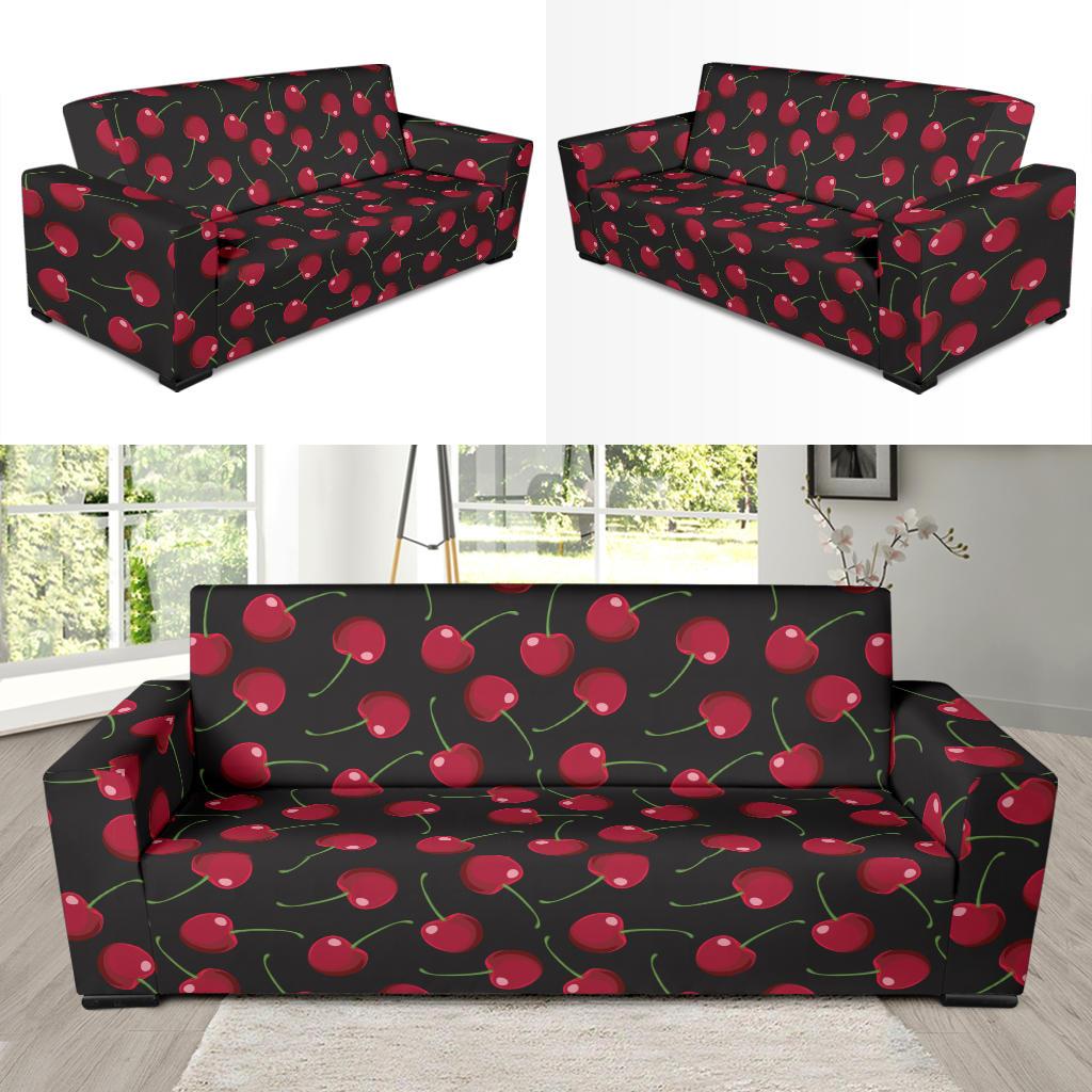 Cherry Black Background Sofa Slipcover-JTAMIGO.COM