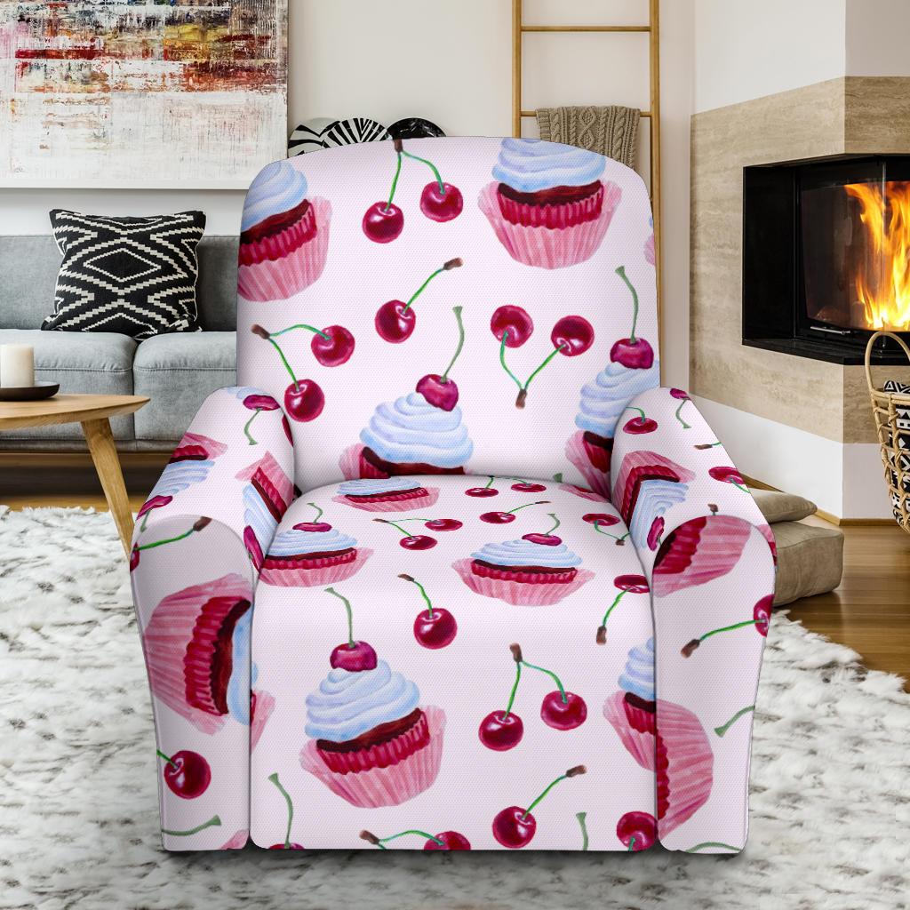 Cherry Cupcake Pink Pattern Single Sofa Slipcover -JTAMIGO.COM