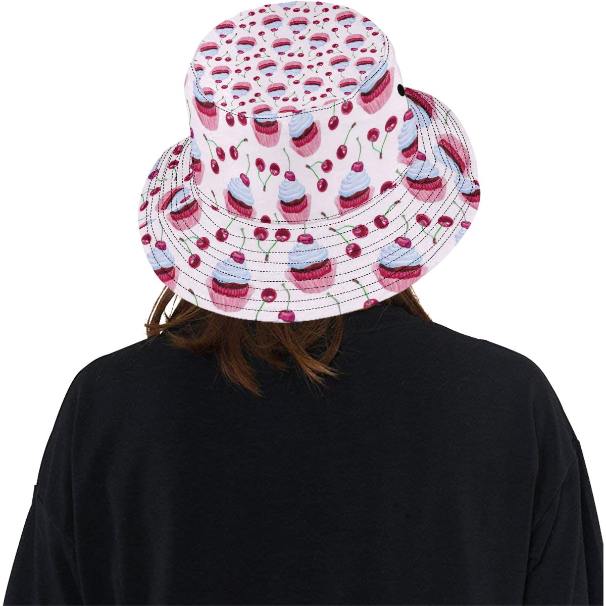 Cherry Cupcake Pink Pattern Unisex Bucket Hat