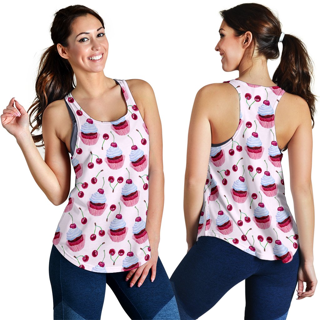 Cherry Cupcake Pink Pattern Women Racerback Tank Top
