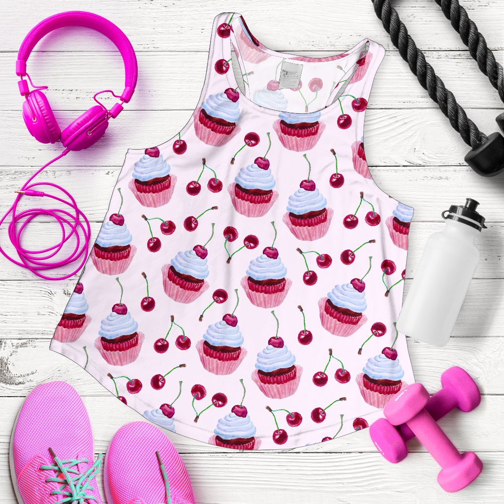 Cherry Cupcake Pink Pattern Women Racerback Tank Top