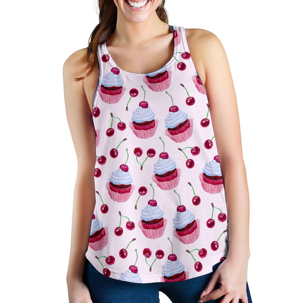 Cherry Cupcake Pink Pattern Women Racerback Tank Top