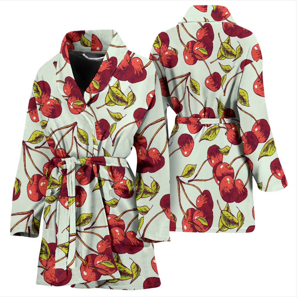 Cherry Hand Draw Women Bath Robe-JTAMIGO.COM