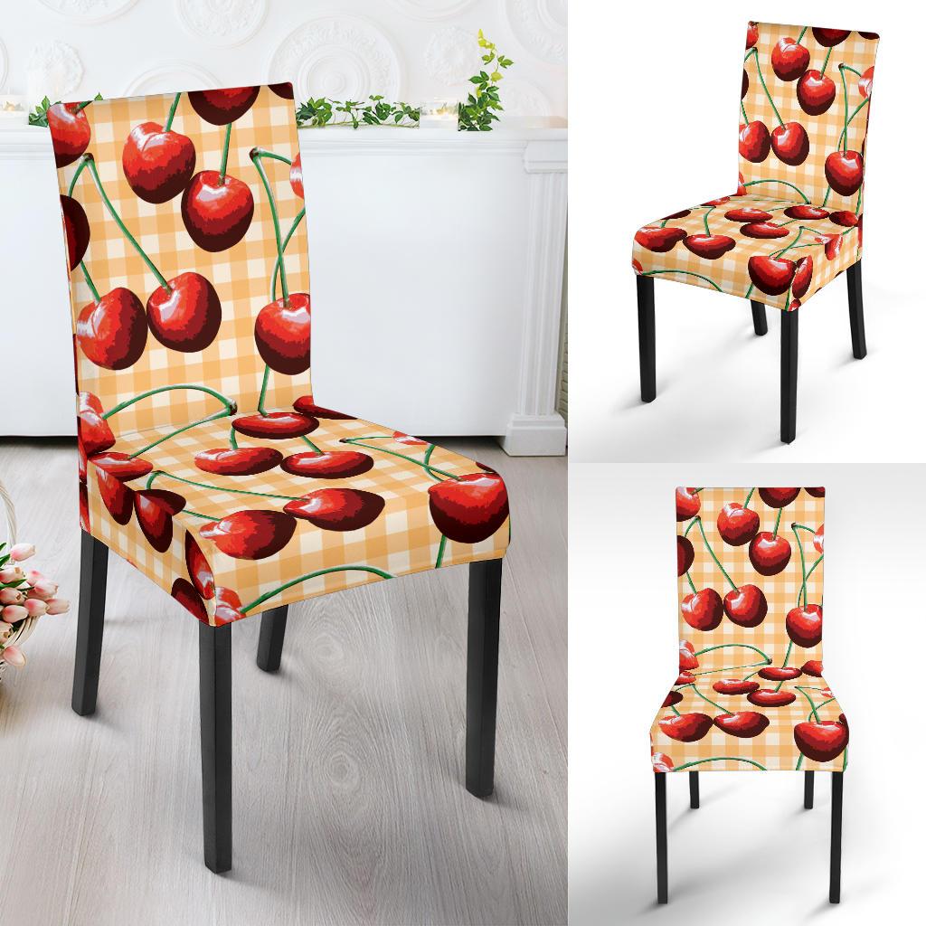Cherry Orange Plaid Print Dinning Chair Slipper-JTAMIGO.COM