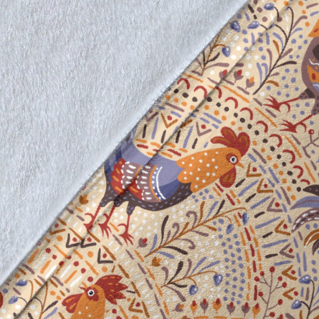 Chicken Boho Style Pattern Fleece Blanket