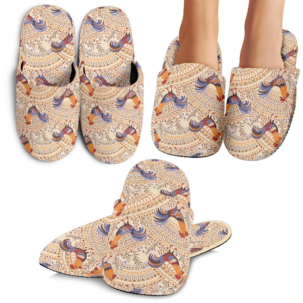 Chicken Boho Style Pattern House Slippers