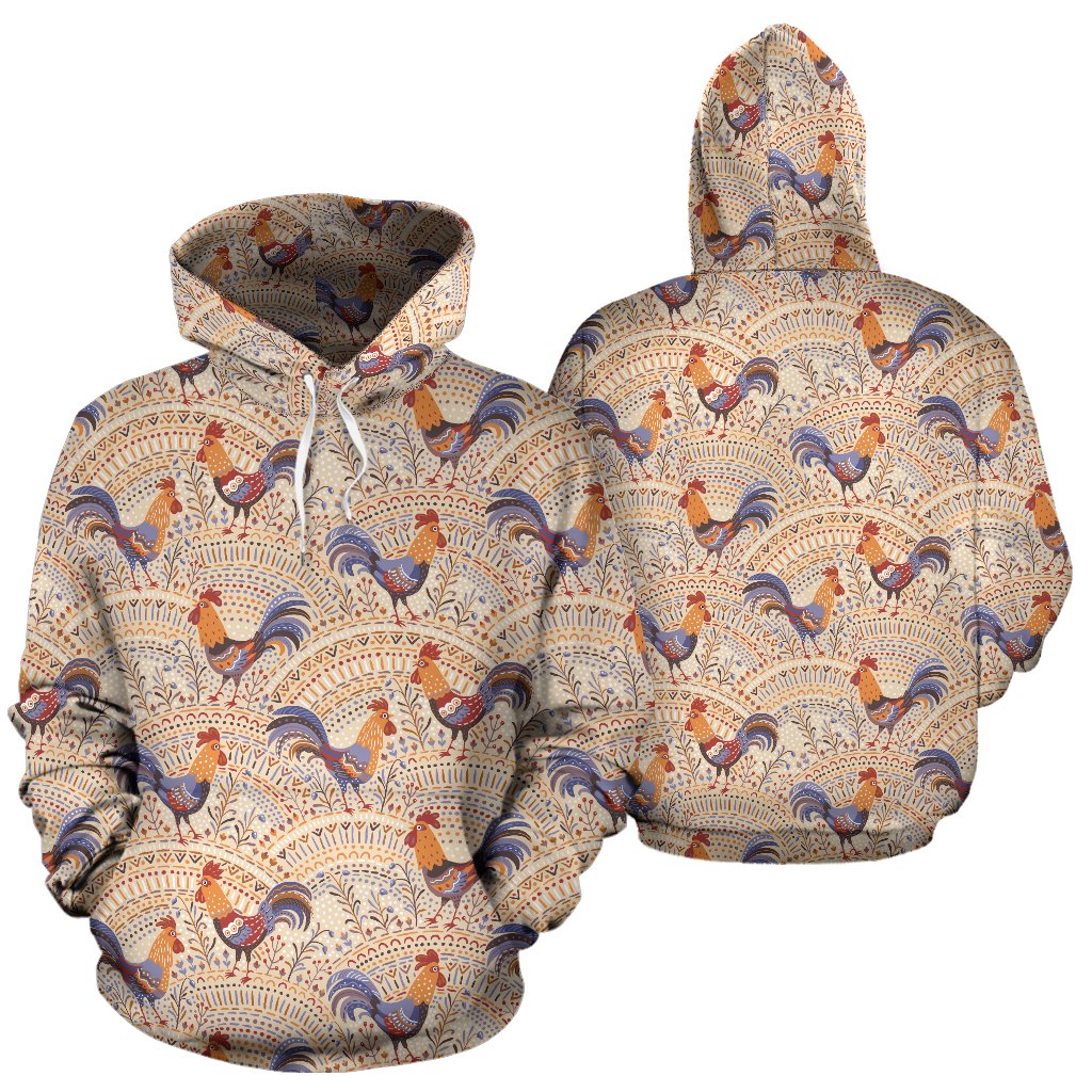 Chicken Boho Style Pattern Pullover Hoodie